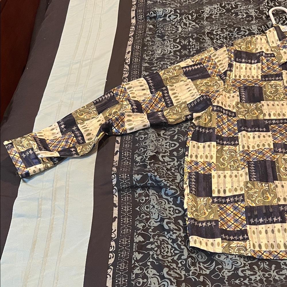 Yves St. Clair Multicolor Patchwork Button Down S… - image 3